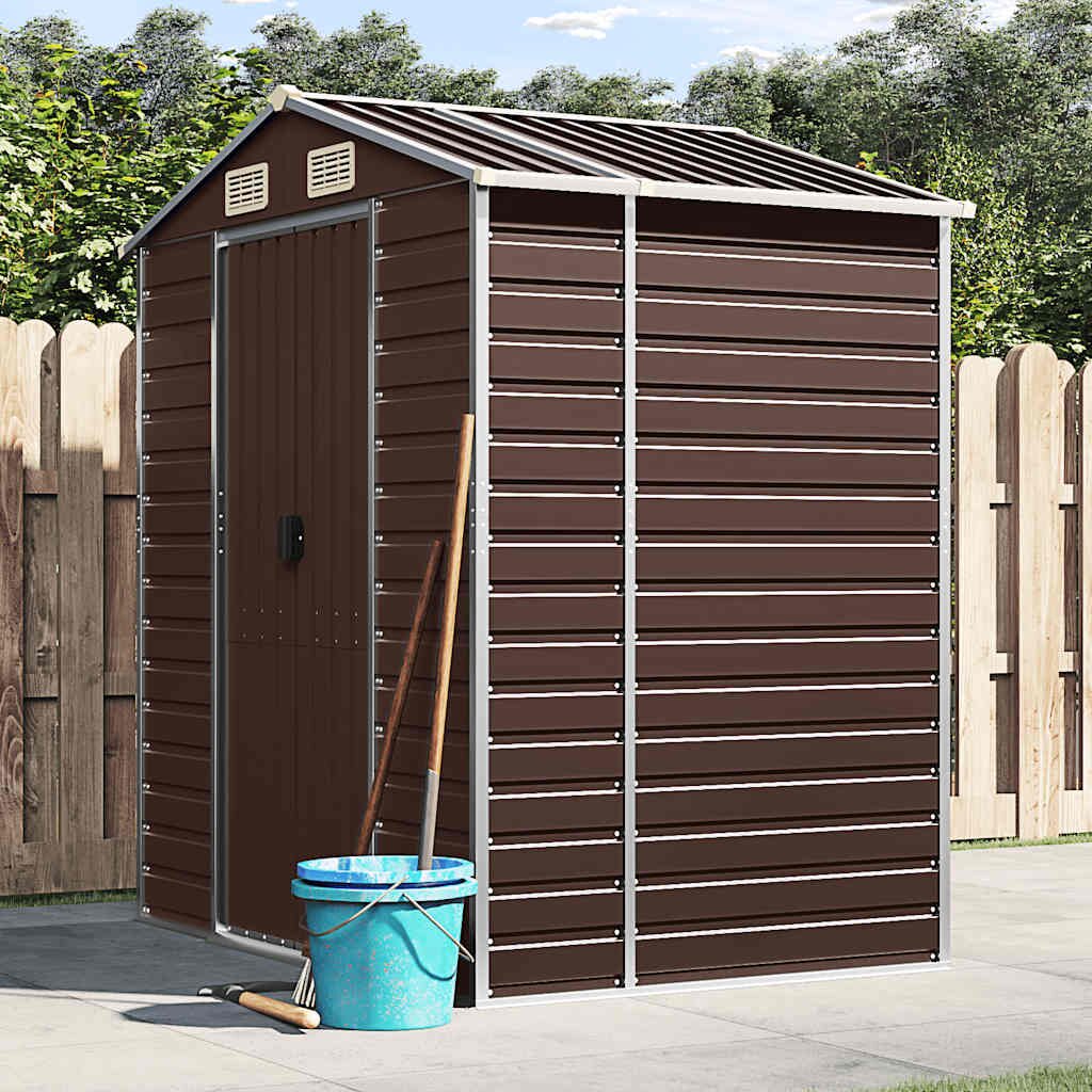 vidaXL Градинска барака кафява 191x130x198 см поцинкована стомана