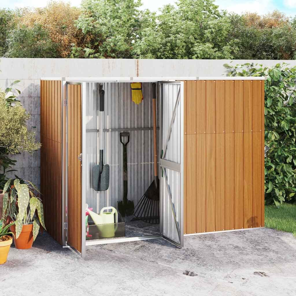 vidaXL Градинска барака кафява 225x89x161 см поцинкована стомана