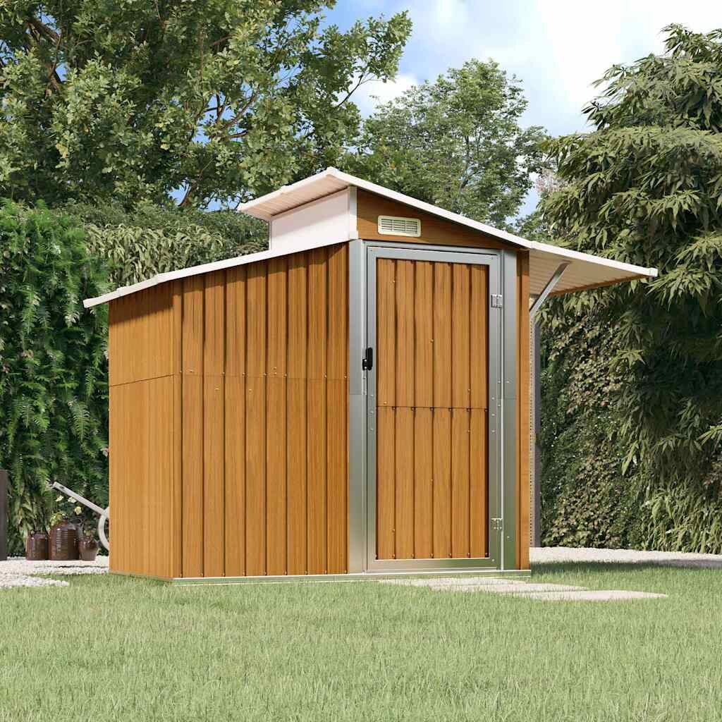vidaXL Градинска барака кафява 270x130x2085 см поцинкована стомана