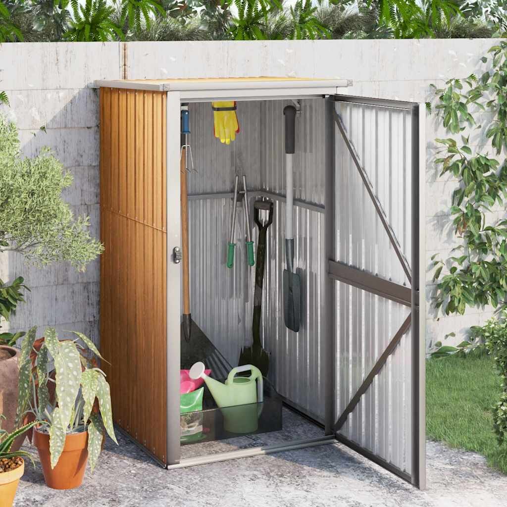 vidaXL Градинска барака кафява 88x89x161 см поцинкована стомана