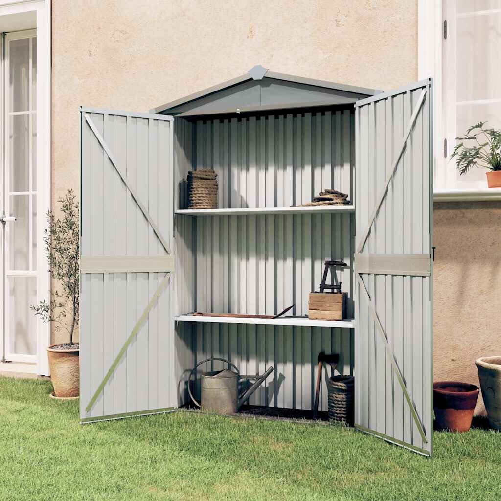 vidaXL Градинска барака сива 116x45x175 см поцинкована стомана