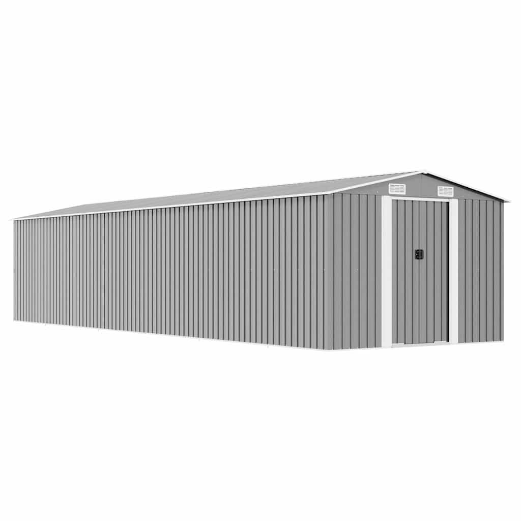 vidaXL Градинска барака сива 257x779x181 см поцинкована стомана
