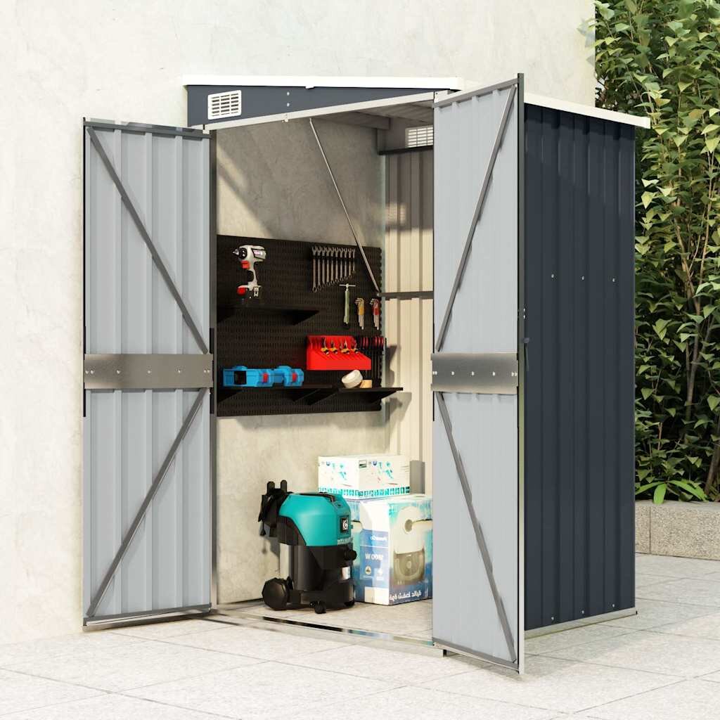 vidaXL Градинска барака стенен монтаж антрацит 118x100x178 см стомана