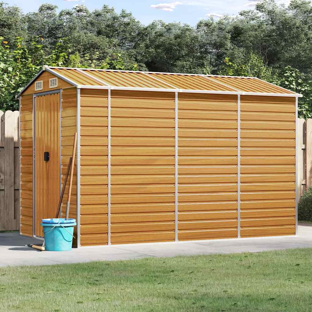 vidaXL Градинска барака светлокафява 191x300x198 см поцинкована стомана