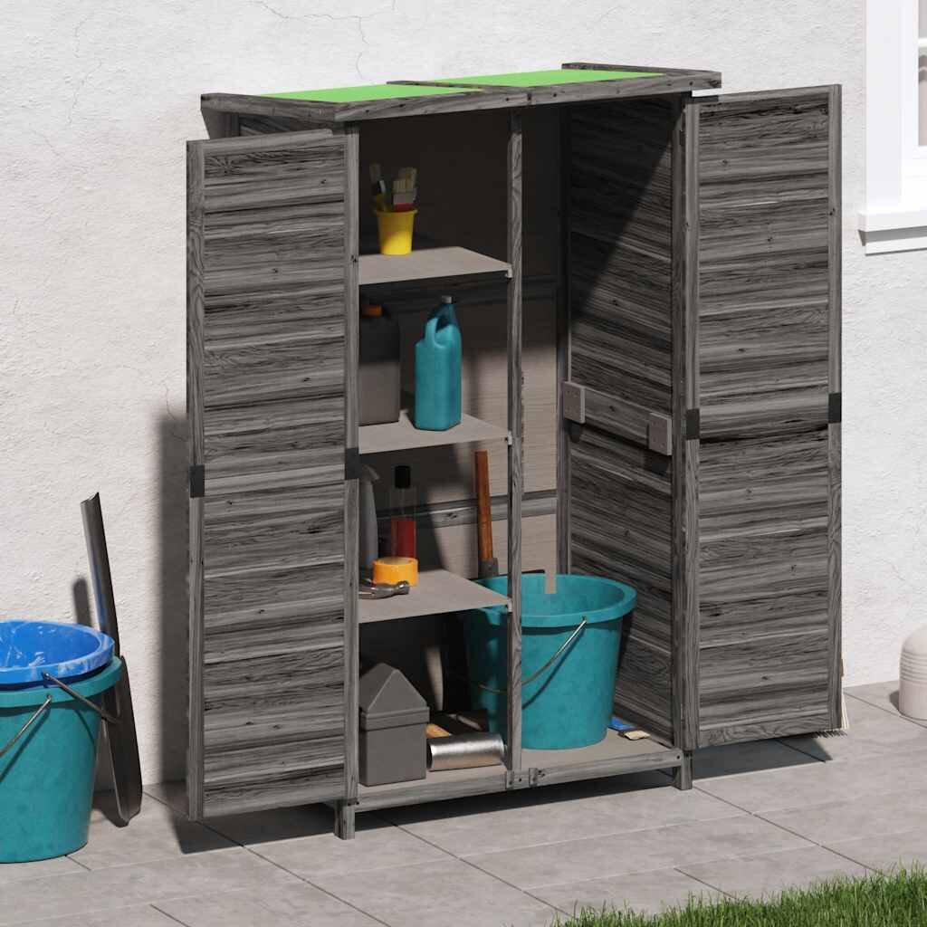 vidaXL Градинска барака за инструменти сива 83x57x140 см бор масив