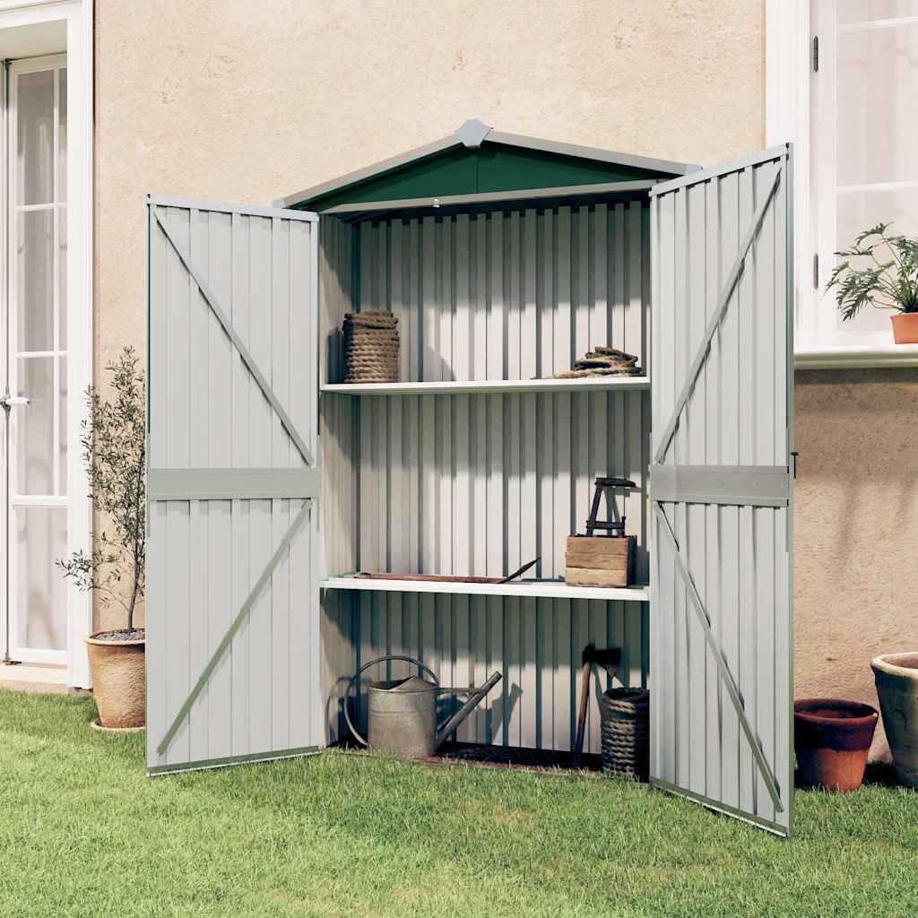 vidaXL Градинска барака зелена 116x45x175 см поцинкована стомана