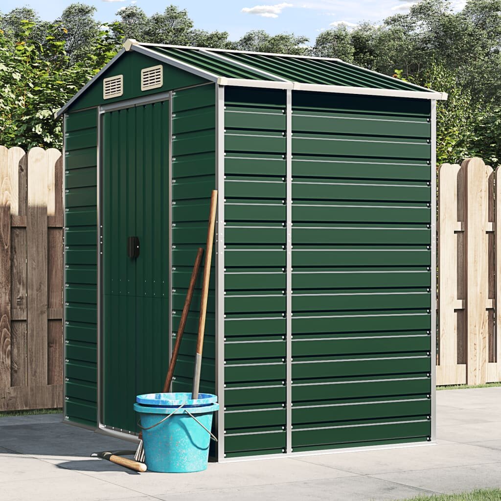 vidaXL Градинска барака зелена 191x130x198 см поцинкована стомана