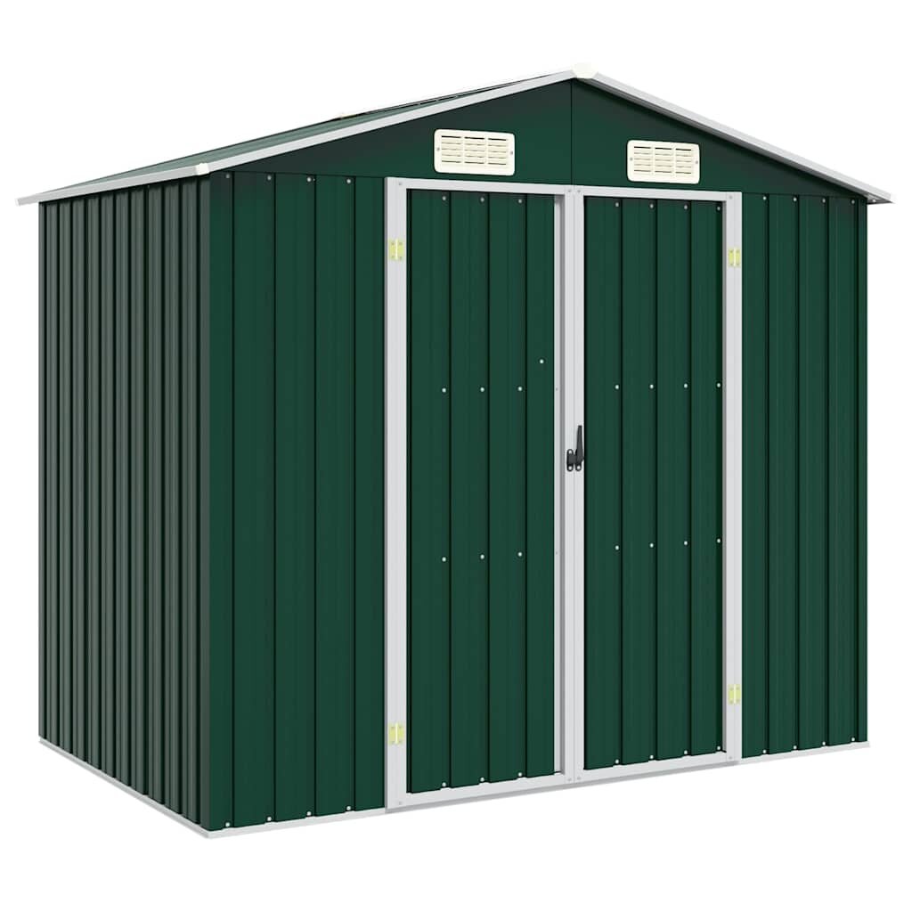 vidaXL Градинска барака зелена 205x129x183 см поцинкована стомана