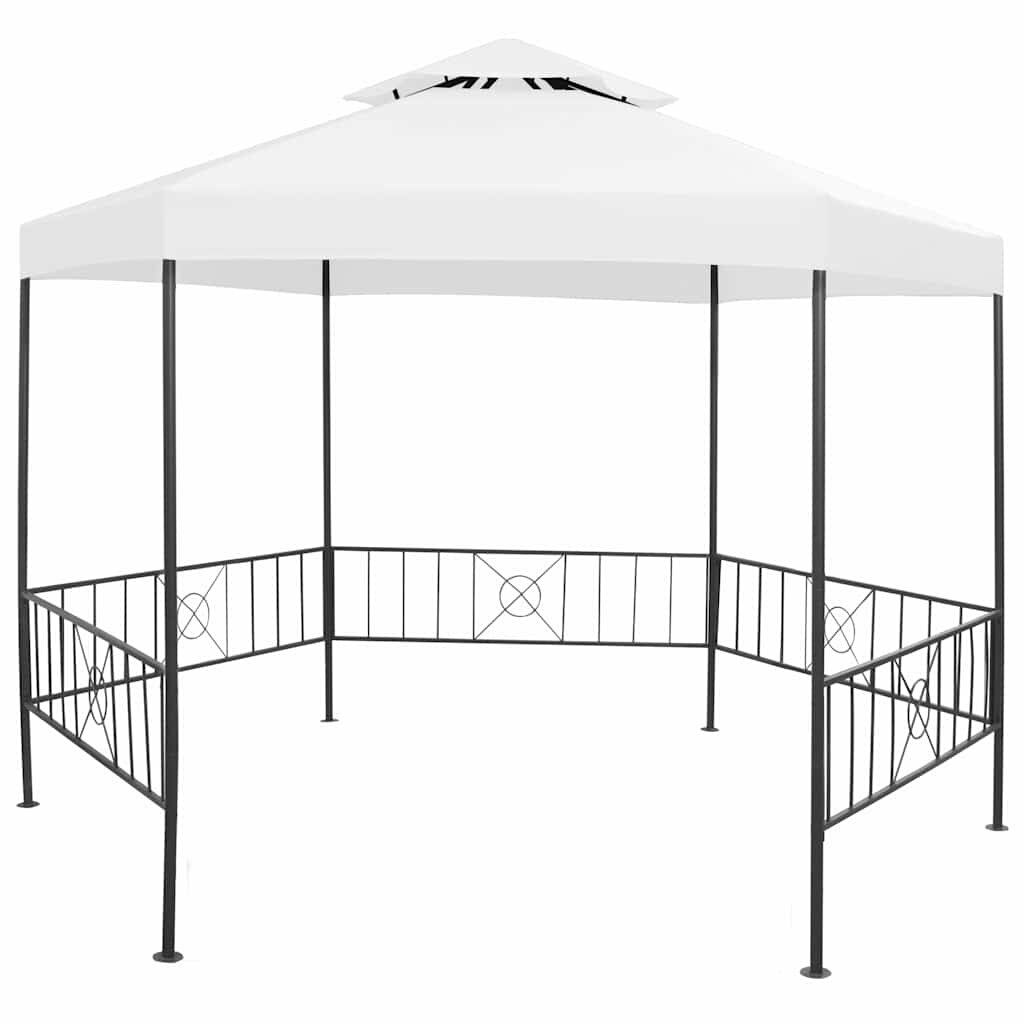vidaXL Градинска беседка 323x275x265 см бяла 180 г/м²