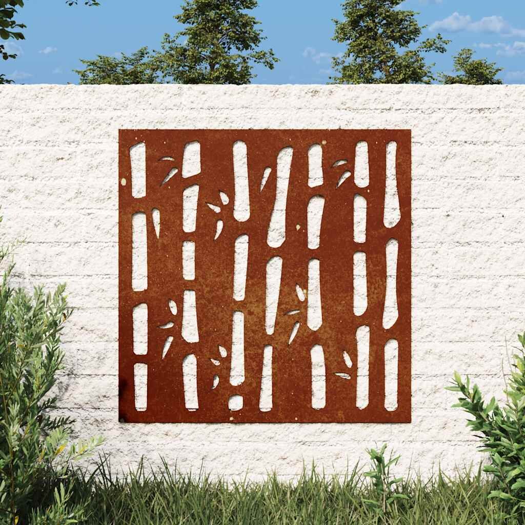 vidaXL Градинска декорация 55x55 см кортенова стомана дизайн бамбук