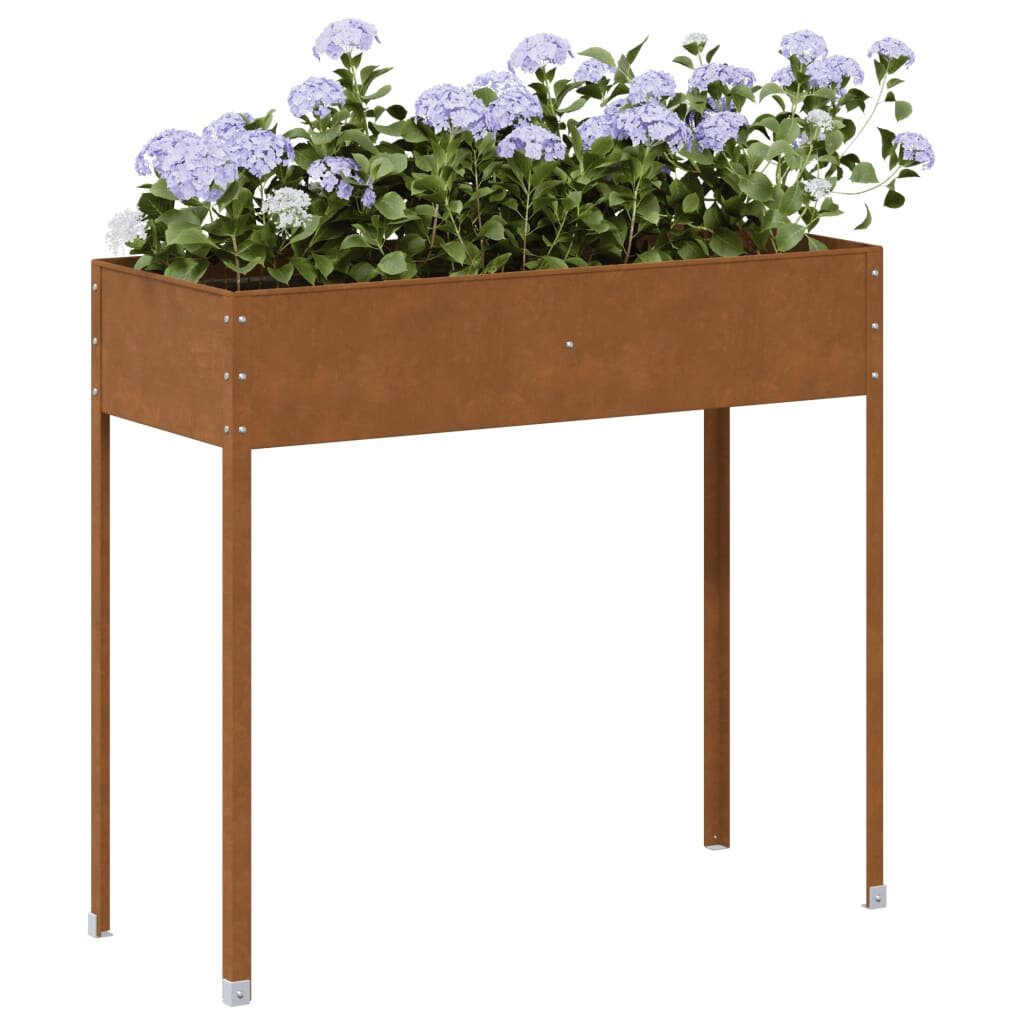 vidaXL Градинска кашпа 1005x405x90 см патинираща стомана
