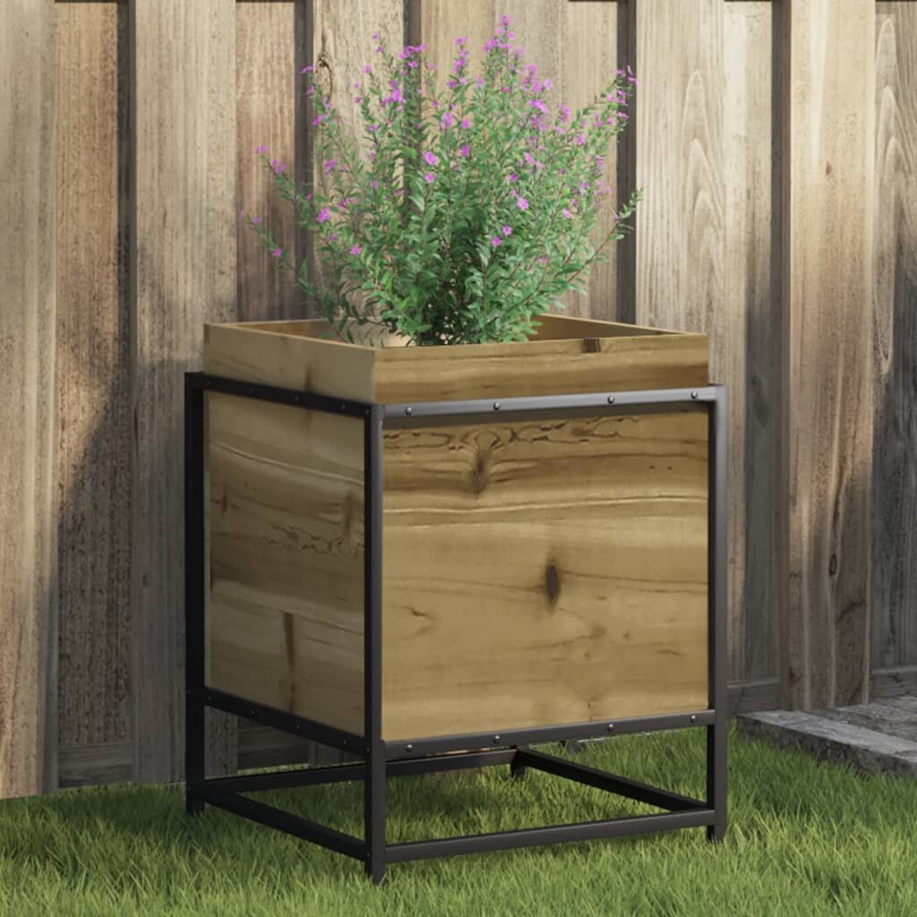 vidaXL Градинска кашпа 40x40x50 см импрегнирано борово дърво