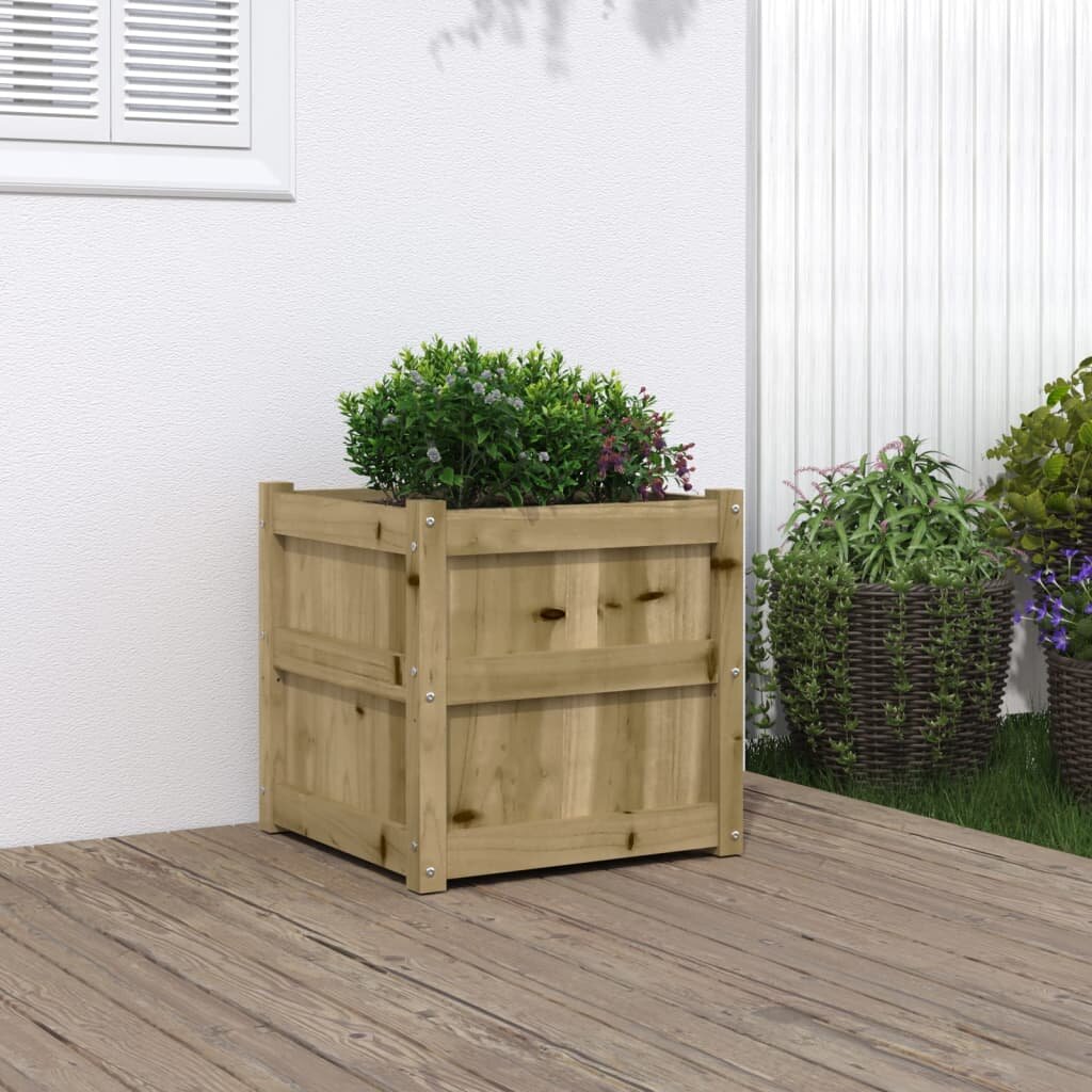 vidaXL Градинска кашпа 50x50x50 см импрегниран бор
