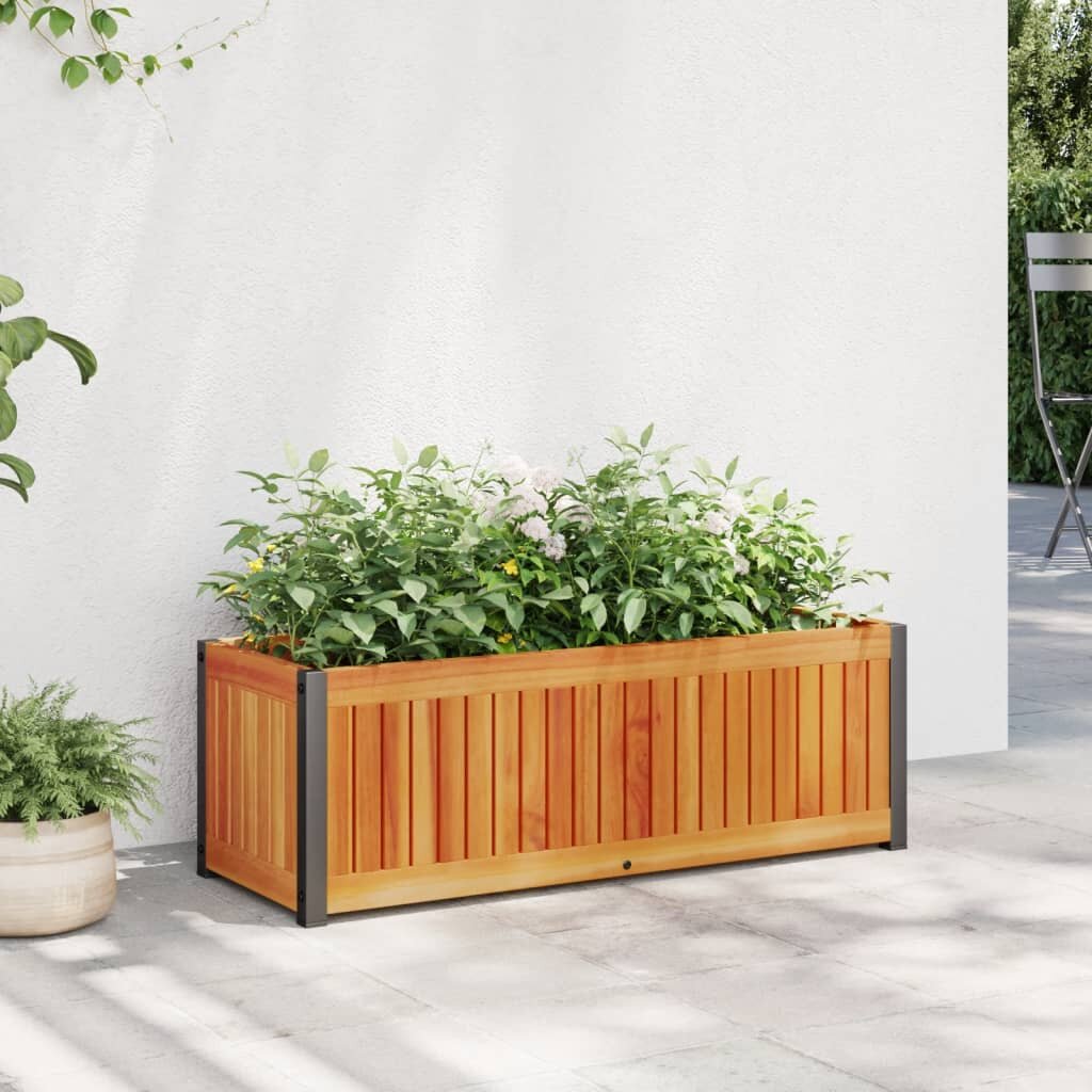 vidaXL Градинска кашпа 80x30x275 см масивна акация и стомана