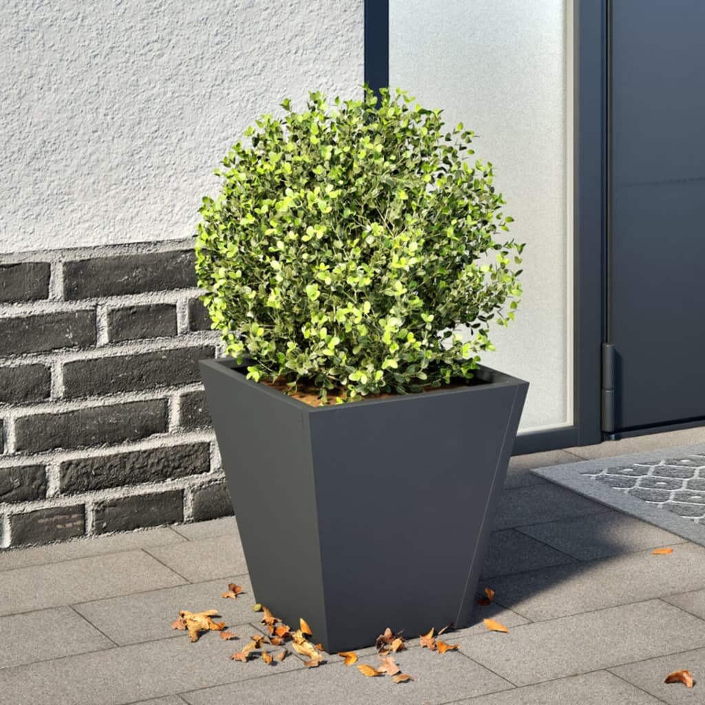 vidaXL Градинска кашпа антрацит 30x30x30 см стомана