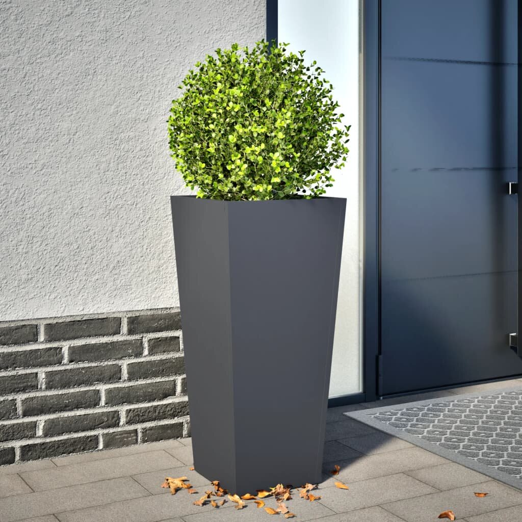 vidaXL Градинска кашпа антрацит 35x35x75 см стомана