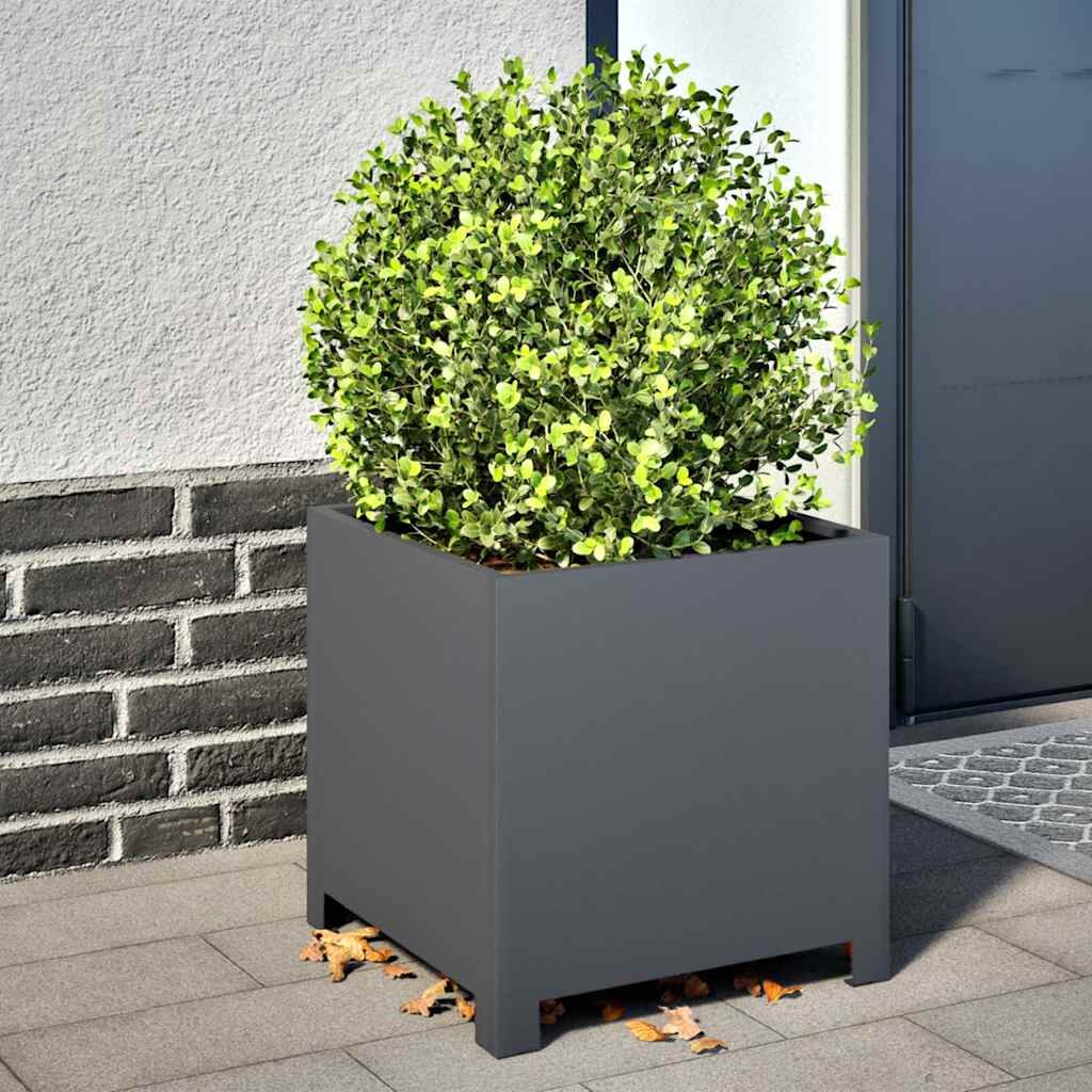 vidaXL Градинска кашпа антрацит 40x40x40 см стомана