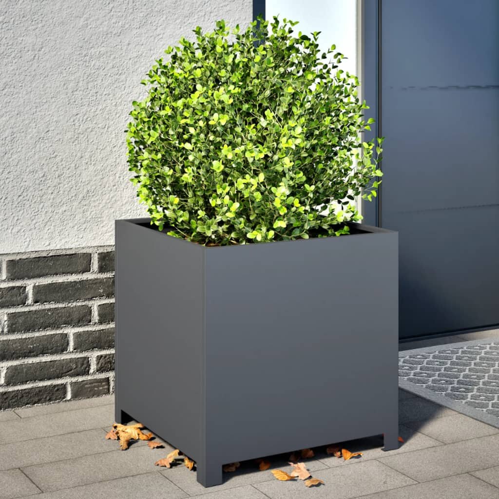 vidaXL Градинска кашпа антрацит 50x50x50 см стомана