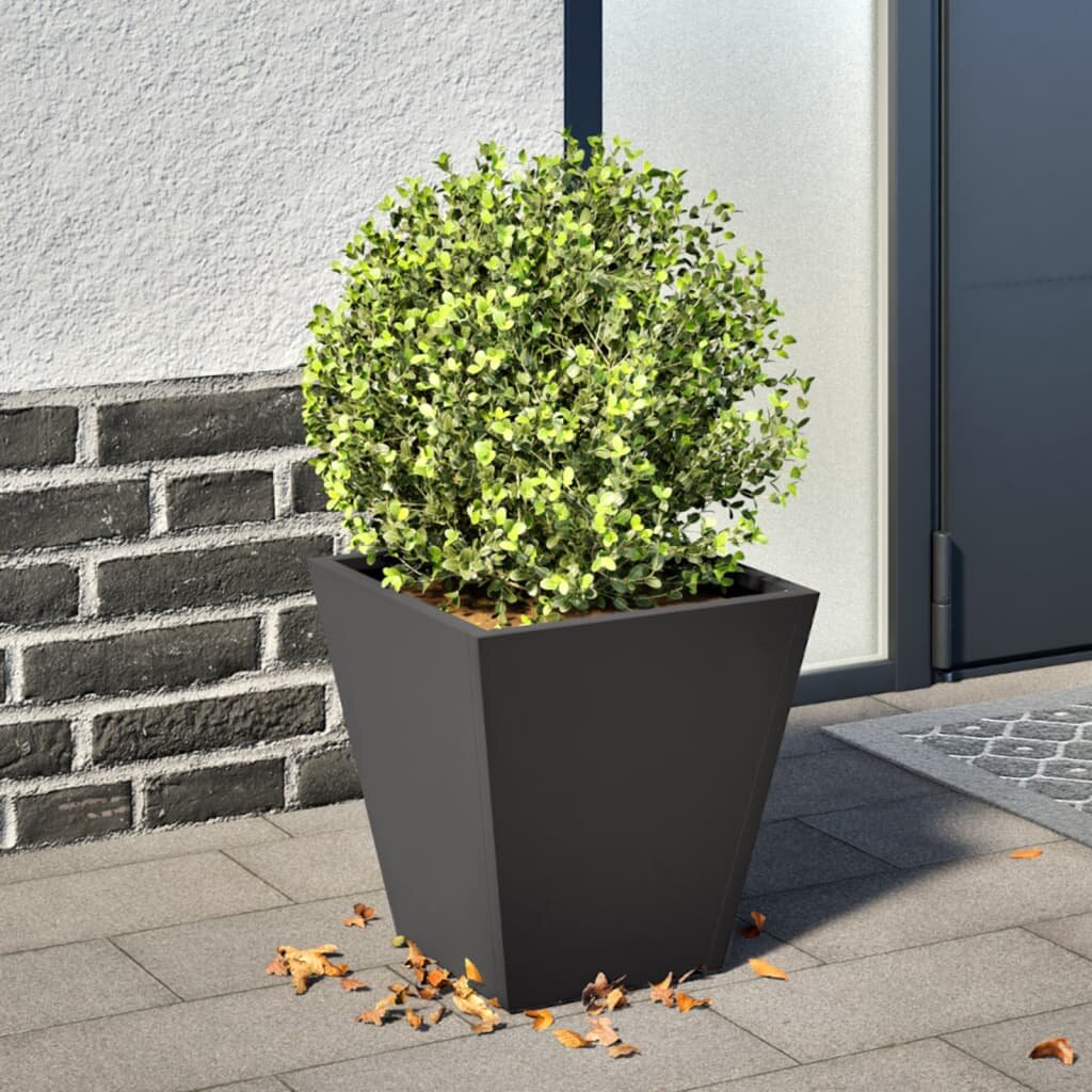 vidaXL Градинска кашпа черен 30x30x30 см стомана