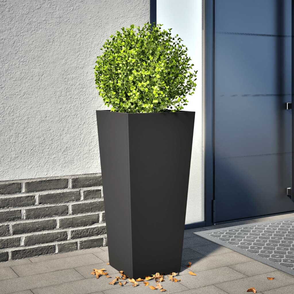 vidaXL Градинска кашпа черни 35x35x75 см стомана