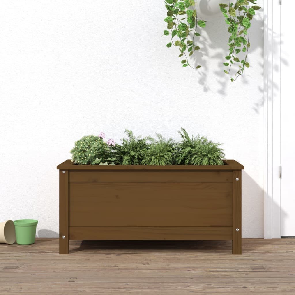 vidaXL Градинска кашпа меденокафява 825x40x39 см бор масив