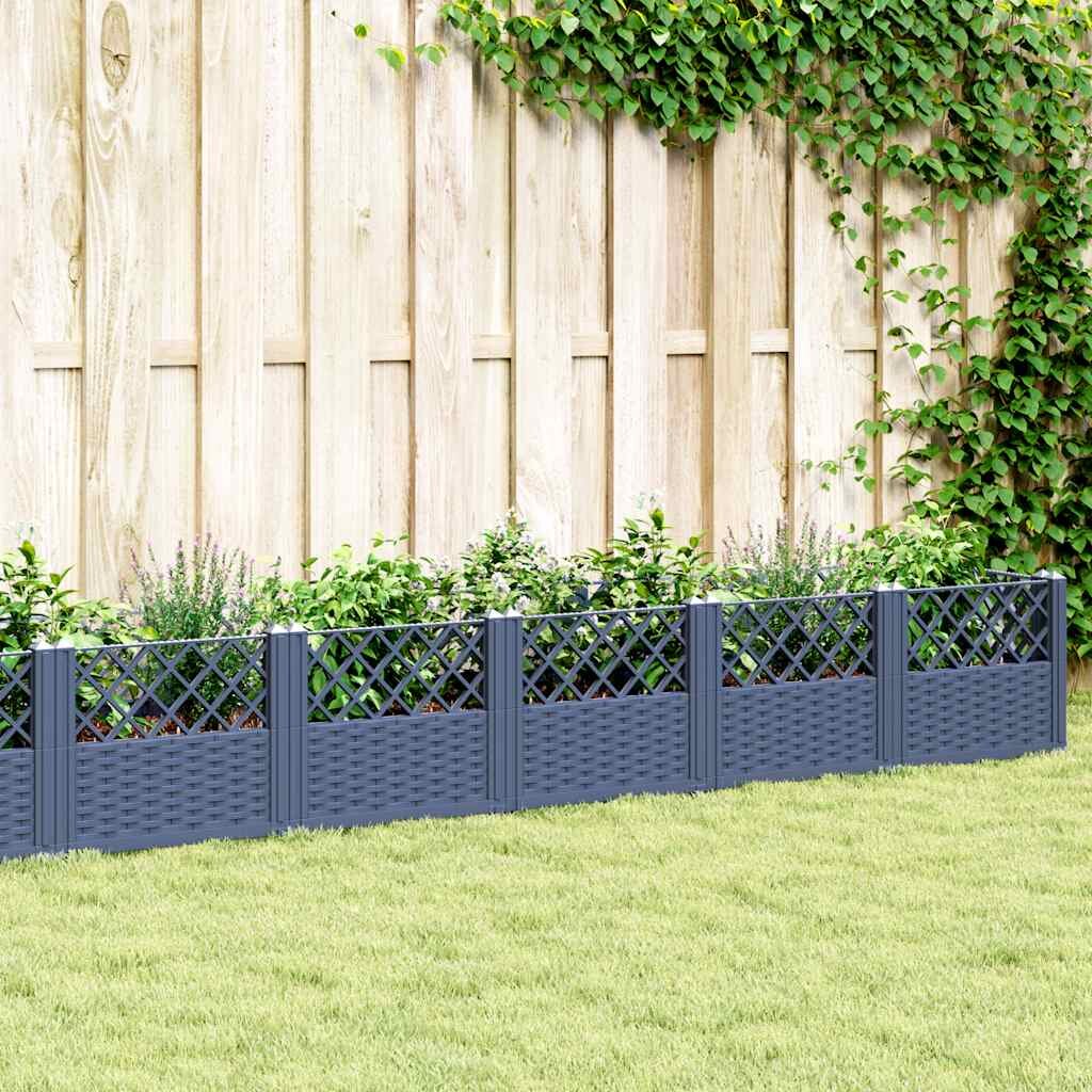vidaXL Градинска кашпа с колчета синьо сив 3635x435x435 см PP