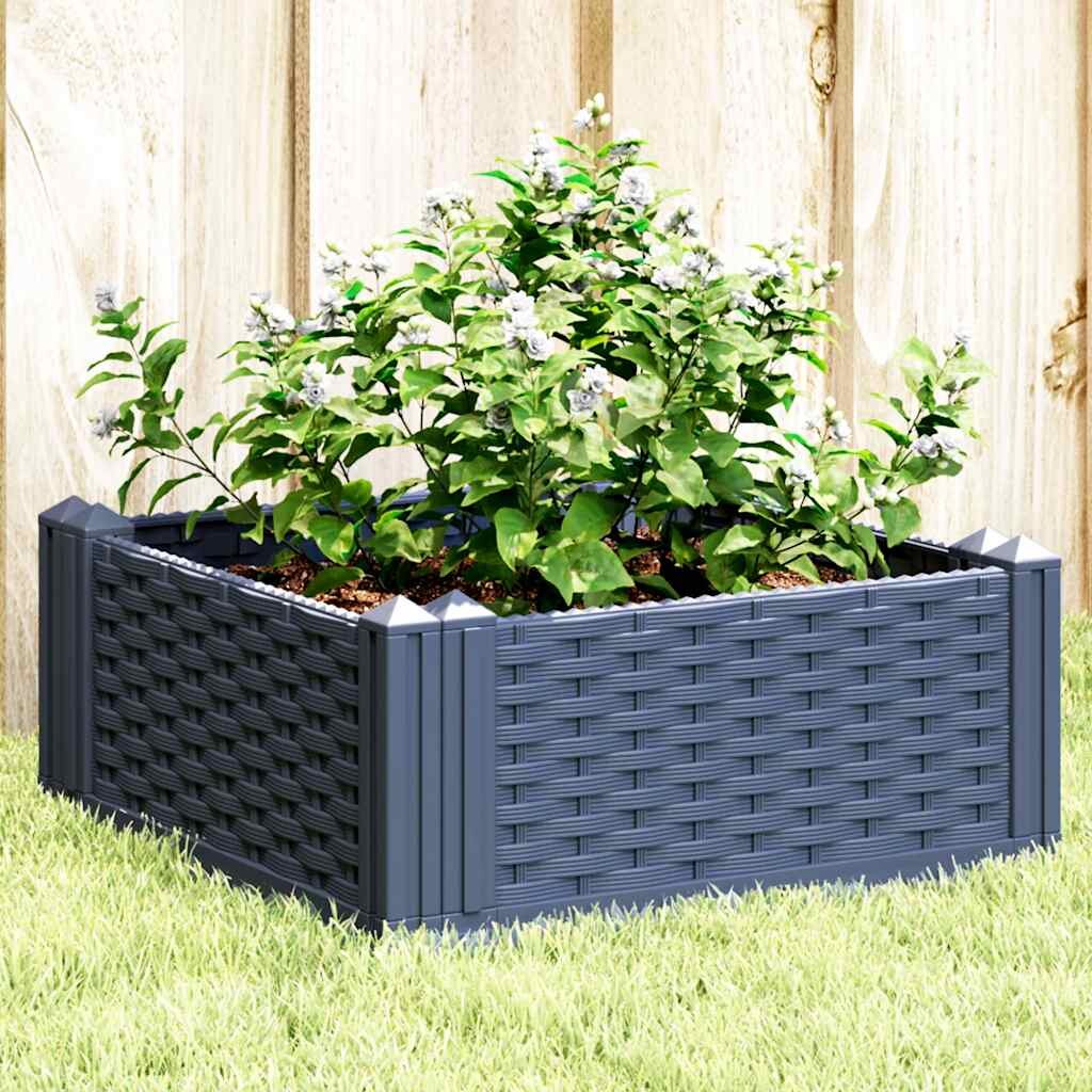 vidaXL Градинска кашпа с колчета синьо сив 425x425x285 см PP