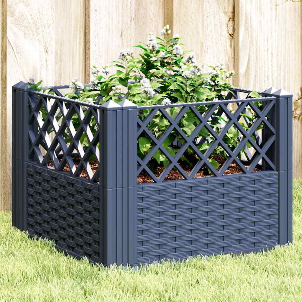 vidaXL Градинска кашпа с колчета синьо сив 435x435x435 см PP