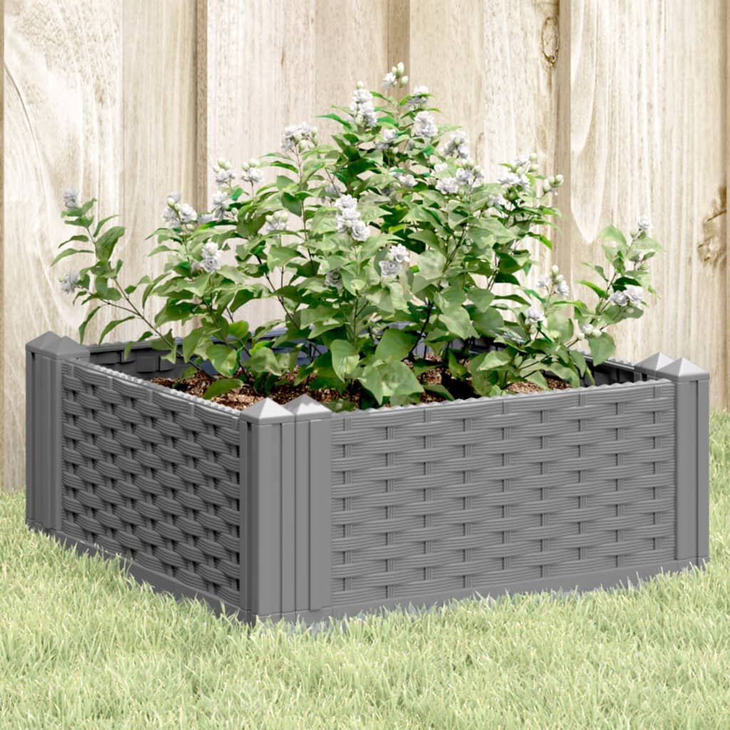 vidaXL Градинска кашпа с колчета светлосива 425x425x285 см PP