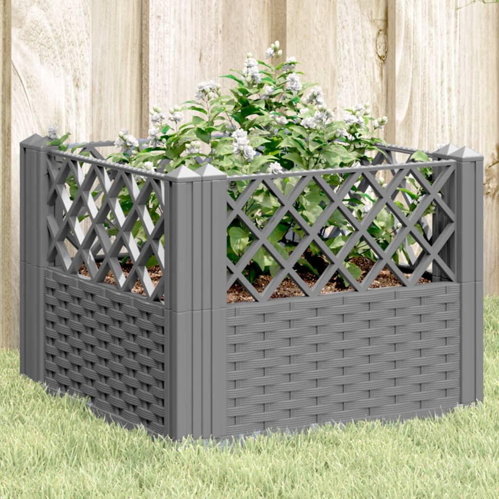 vidaXL Градинска кашпа с колчета светлосива 435x435x435 см PP