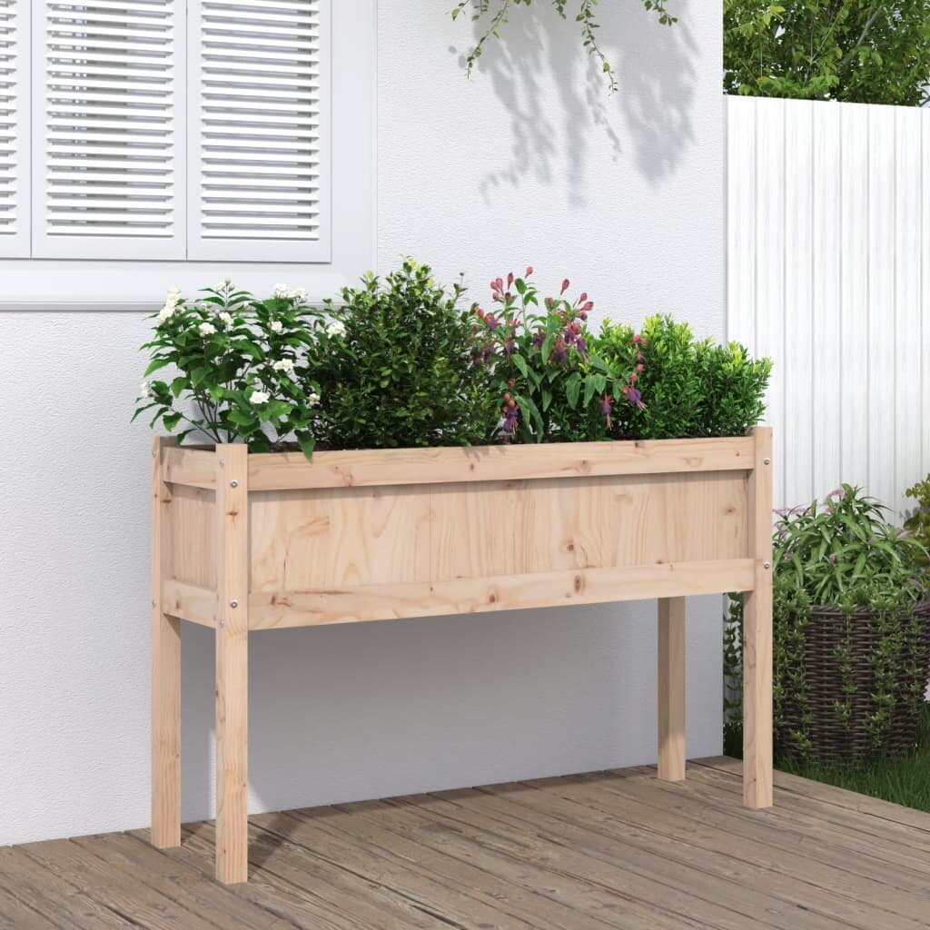 vidaXL Градинска кашпа с крака 110x31x70 см борово дърво масив