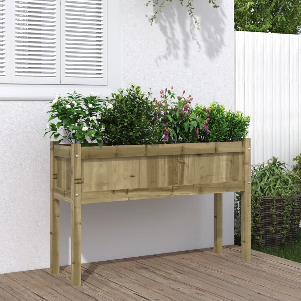 vidaXL Градинска кашпа с крака 110x31x70 см импрегниран бор