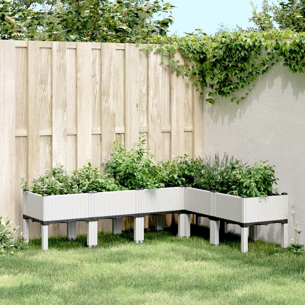 vidaXL Градинска кашпа с крака бяла 160x120x42 см PP
