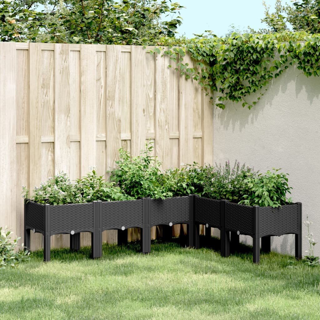 vidaXL Градинска кашпа с крака черна 160x120x42 см PP