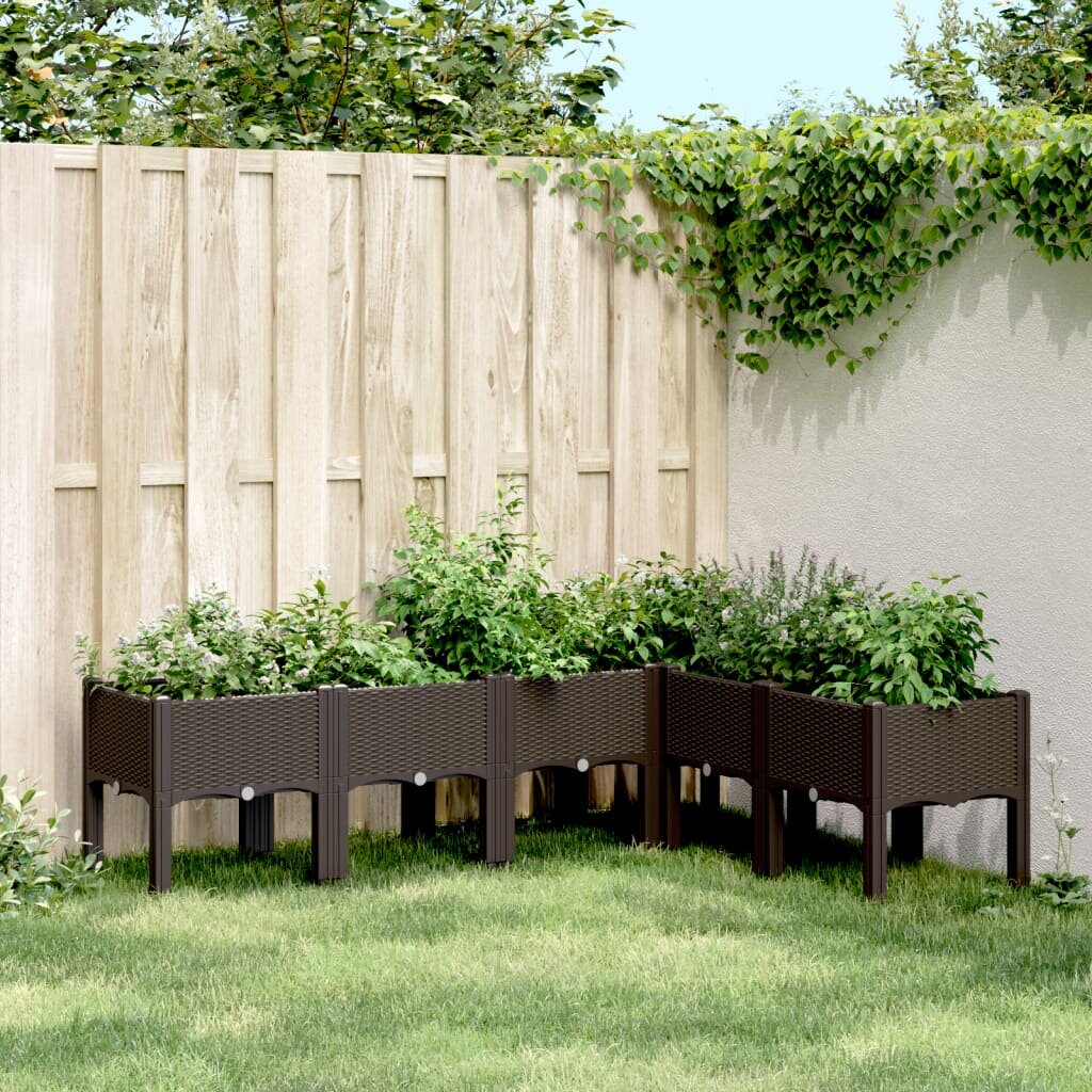 vidaXL Градинска кашпа с крака кафява 160x120x42 см PP