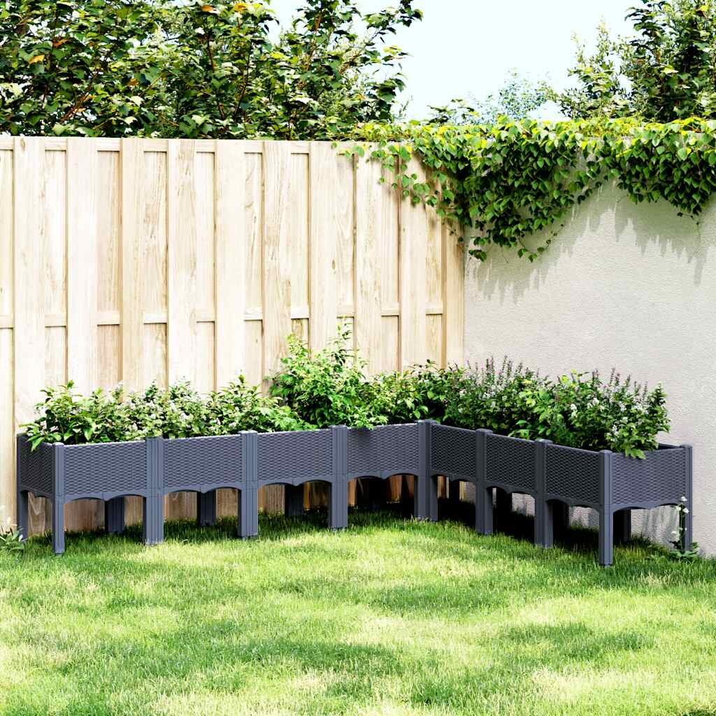 vidaXL Градинска кашпа с крака синьо сив 200x160x42 см PP