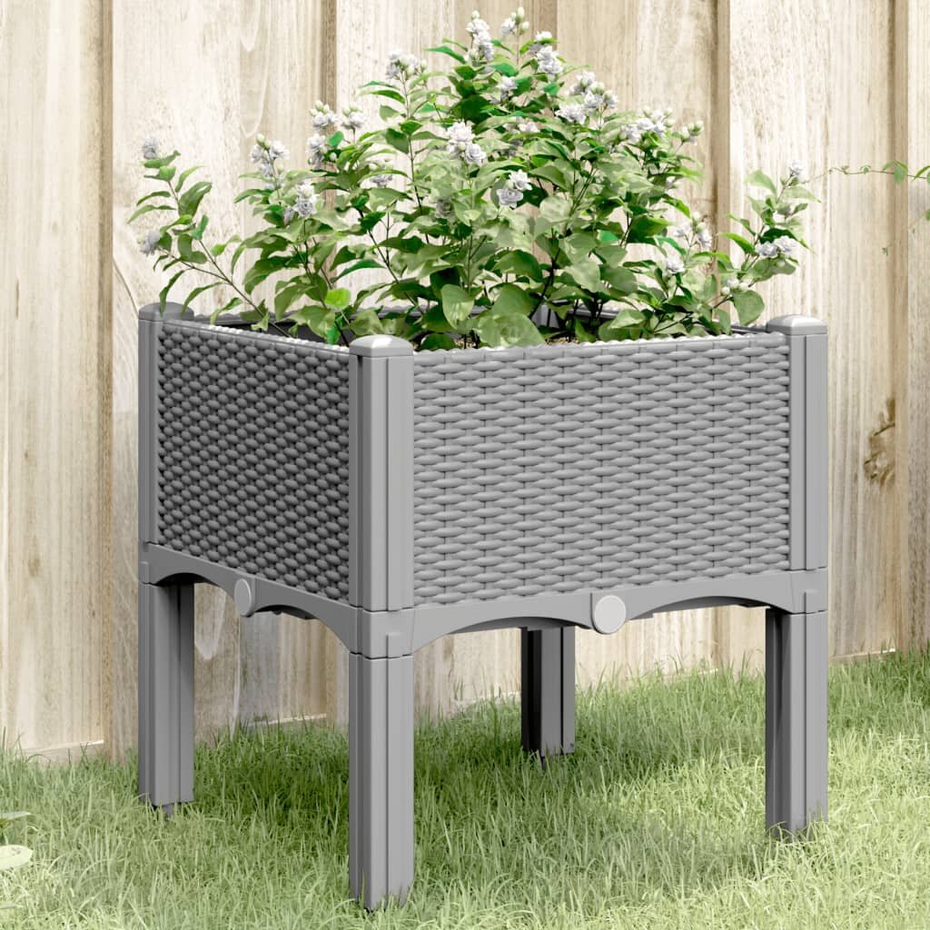 vidaXL Градинска кашпа с крака светлосива 40x40x42 см PP