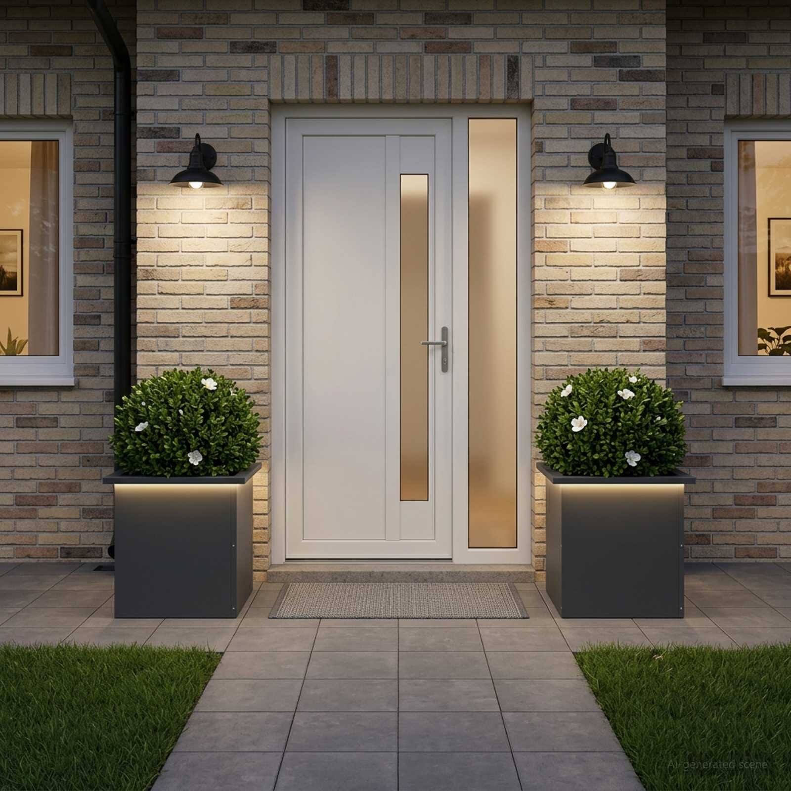 vidaXL Градинска кашпа с LED осветление 2 бр. Антрацит 40 x 40 x 40 cm