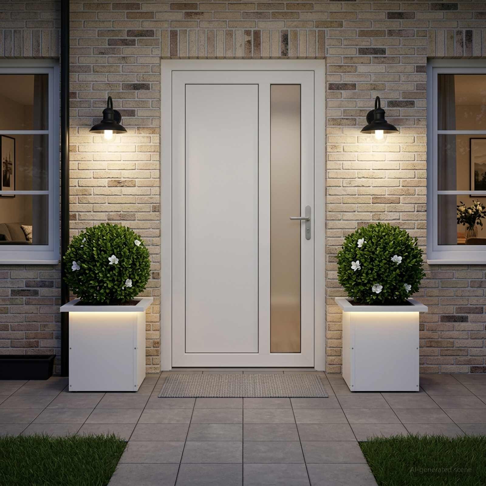 vidaXL Градинска кашпа с LED осветление 2 бр. Бяло 30 x 30 x 30 cm