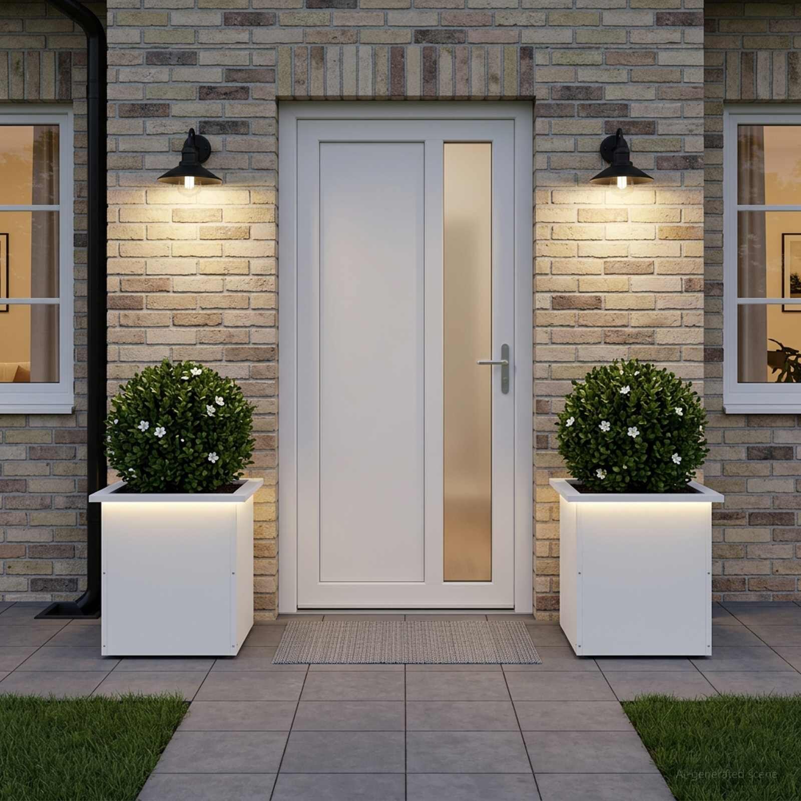 vidaXL Градинска кашпа с LED осветление 2 бр. Бяло 40 x 40 x 40 cm