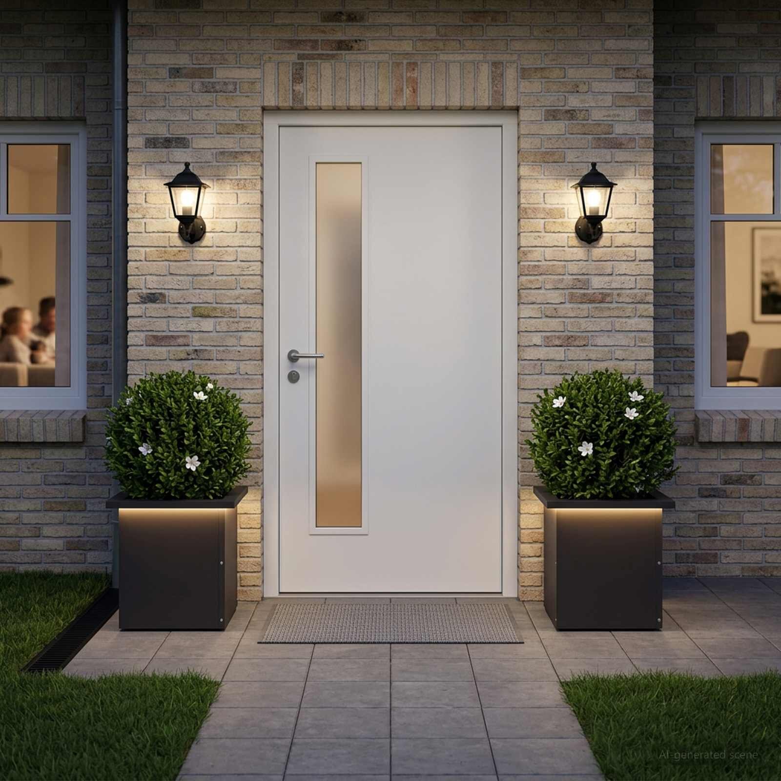 vidaXL Градинска кашпа с LED осветление 2 бр. Черно 30 x 30 x 30 cm