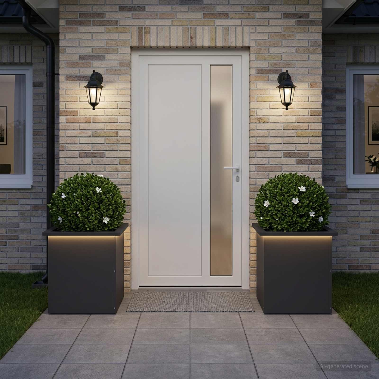 vidaXL Градинска кашпа с LED осветление 2 бр. Черно 40 x 40 x 40 cm