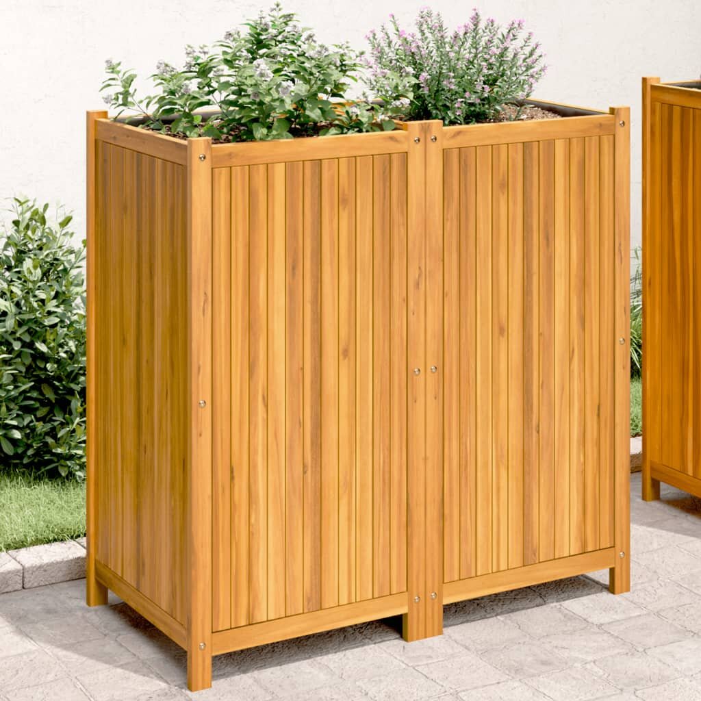 vidaXL Градинска кашпа с вложка 100x50x100 см масивна акация