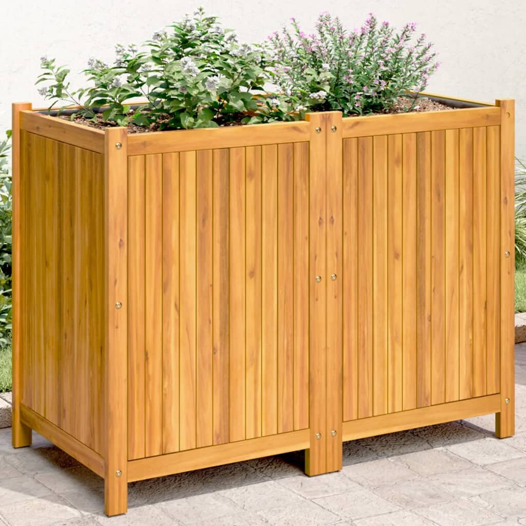 vidaXL Градинска кашпа с вложка 100x50x75 см масивна акация