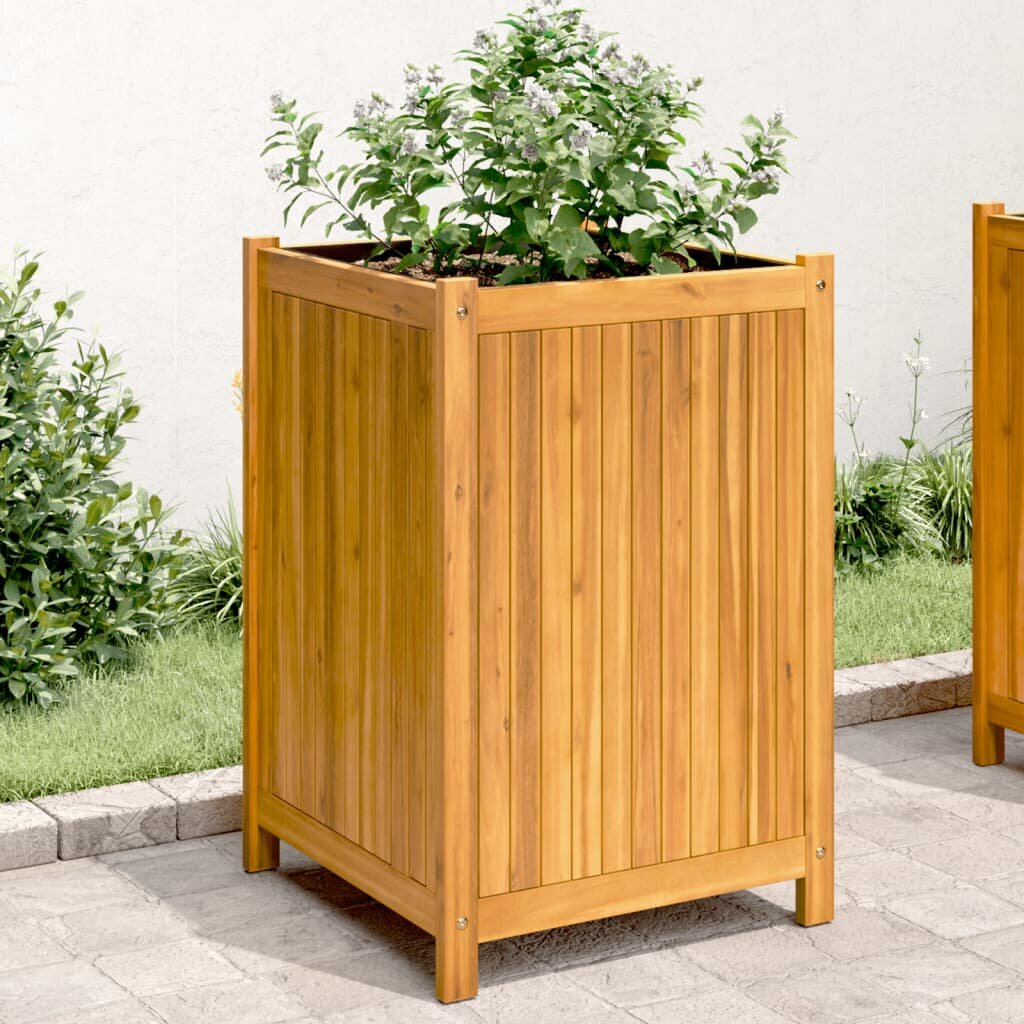 vidaXL Градинска кашпа с вложка 50x50x75 см масивна акация