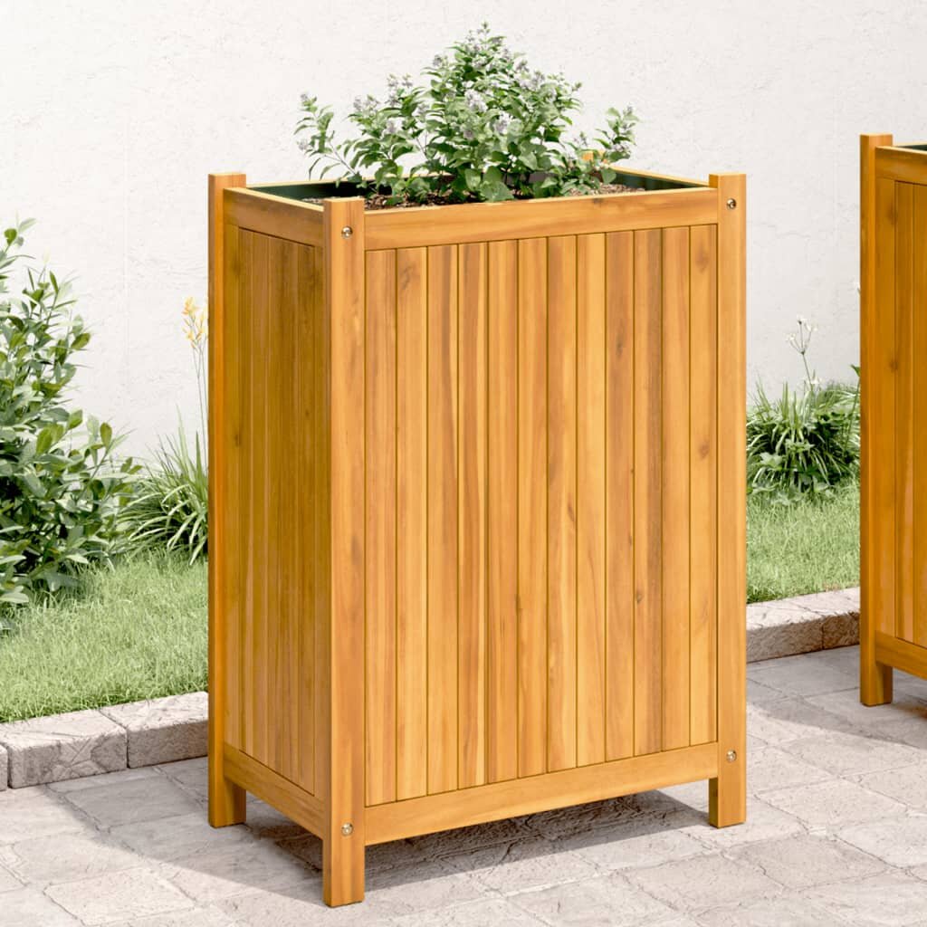 vidaXL Градинска кашпа с вложка 54x31x75 см масивна акация