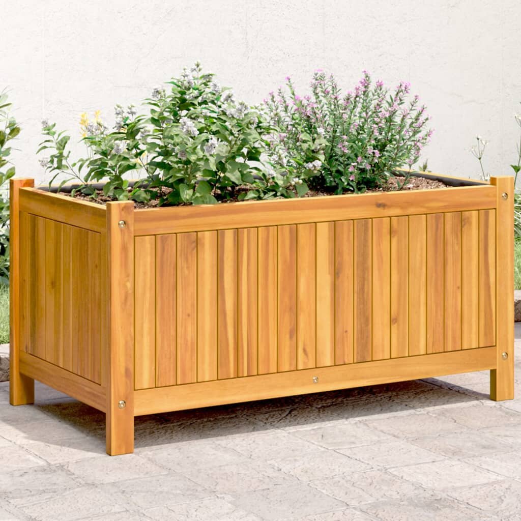 vidaXL Градинска кашпа с вложка 80x42x40 см масивна акация