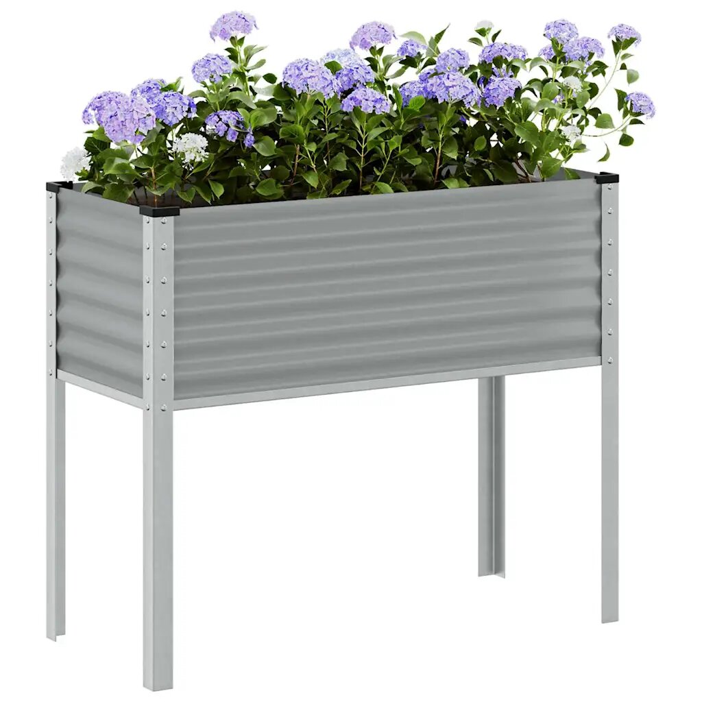 vidaXL Градинска кашпа сива 100x45x90 см стомана