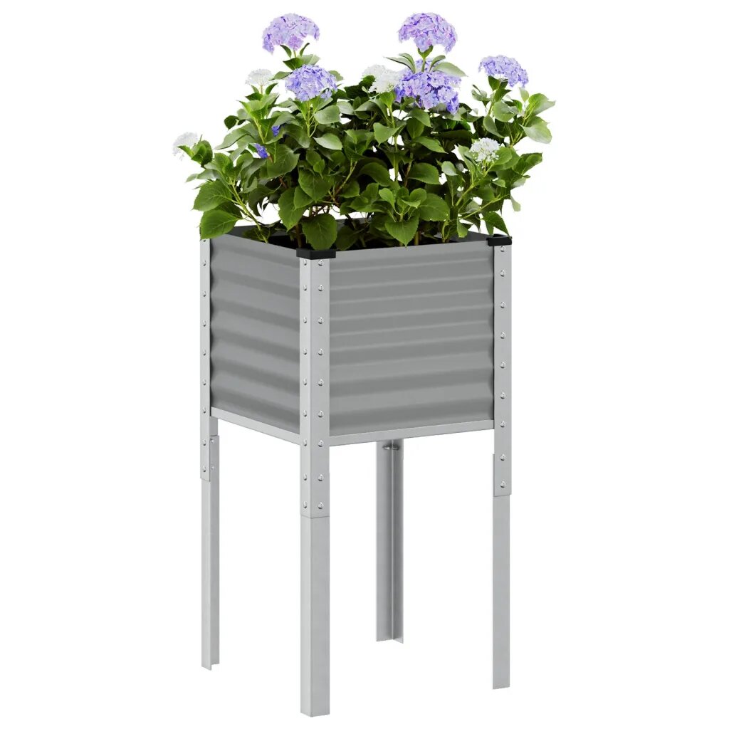 vidaXL Градинска кашпа сива 45x45x88 см стомана