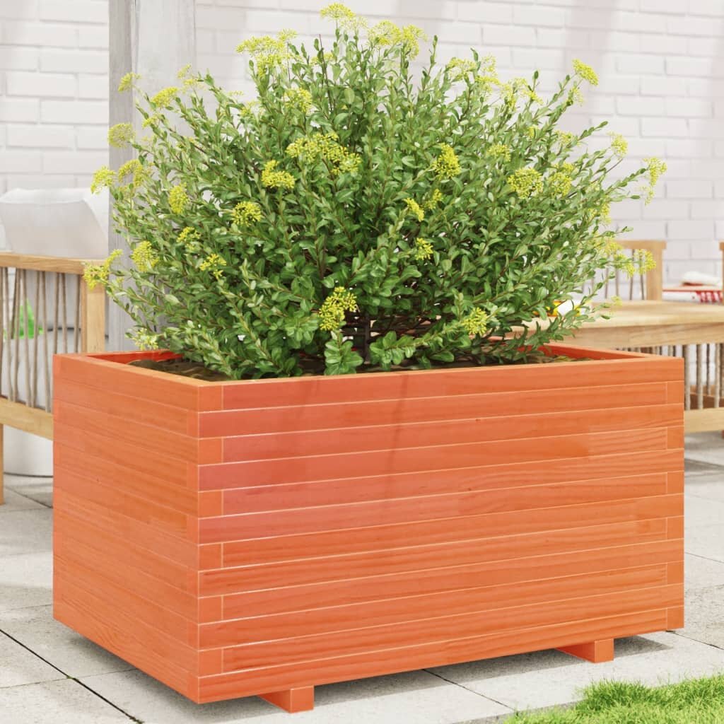 vidaXL Градинска кашпа восъчнокафява 90x60x495 см бор масив